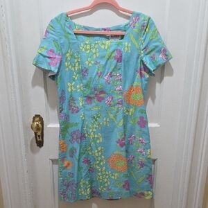 Lilly Pulitzer Blue and Green Floral Dress